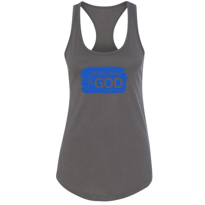 Womens Fitness Tank Top Graphic T-shirt All Glory Belongs to God - Womens