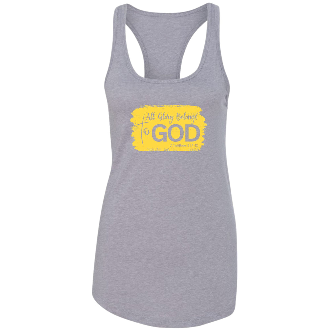 Womens Fitness Tank Top Graphic T-shirt All Glory Belongs to God - Womens