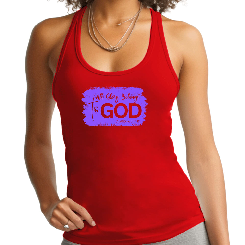 Womens Fitness Tank Top Graphic T-shirt All Glory Belongs to God, - Womens