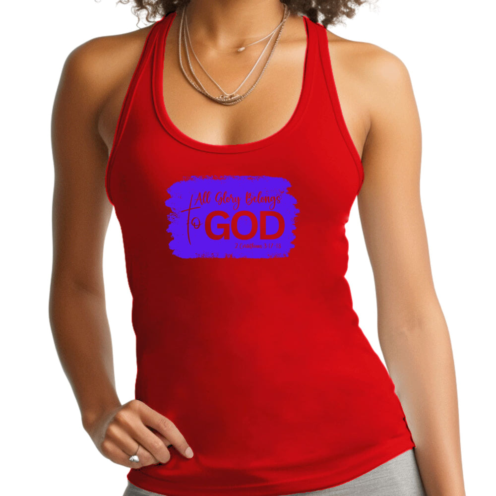 Womens Fitness Tank Top Graphic T-shirt All Glory Belongs to God - Womens