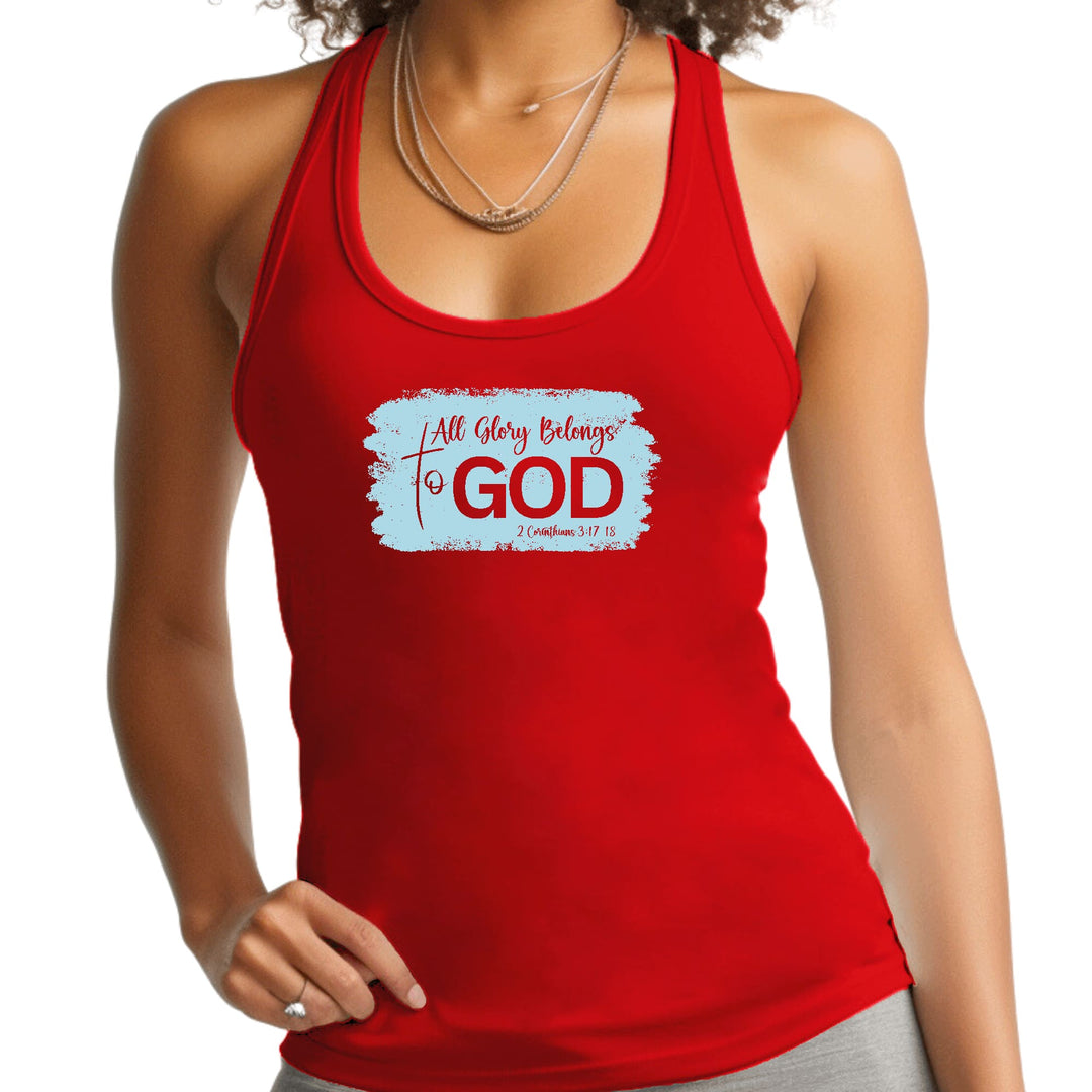 Womens Fitness Tank Top Graphic T-shirt All Glory Belongs to God, - Womens