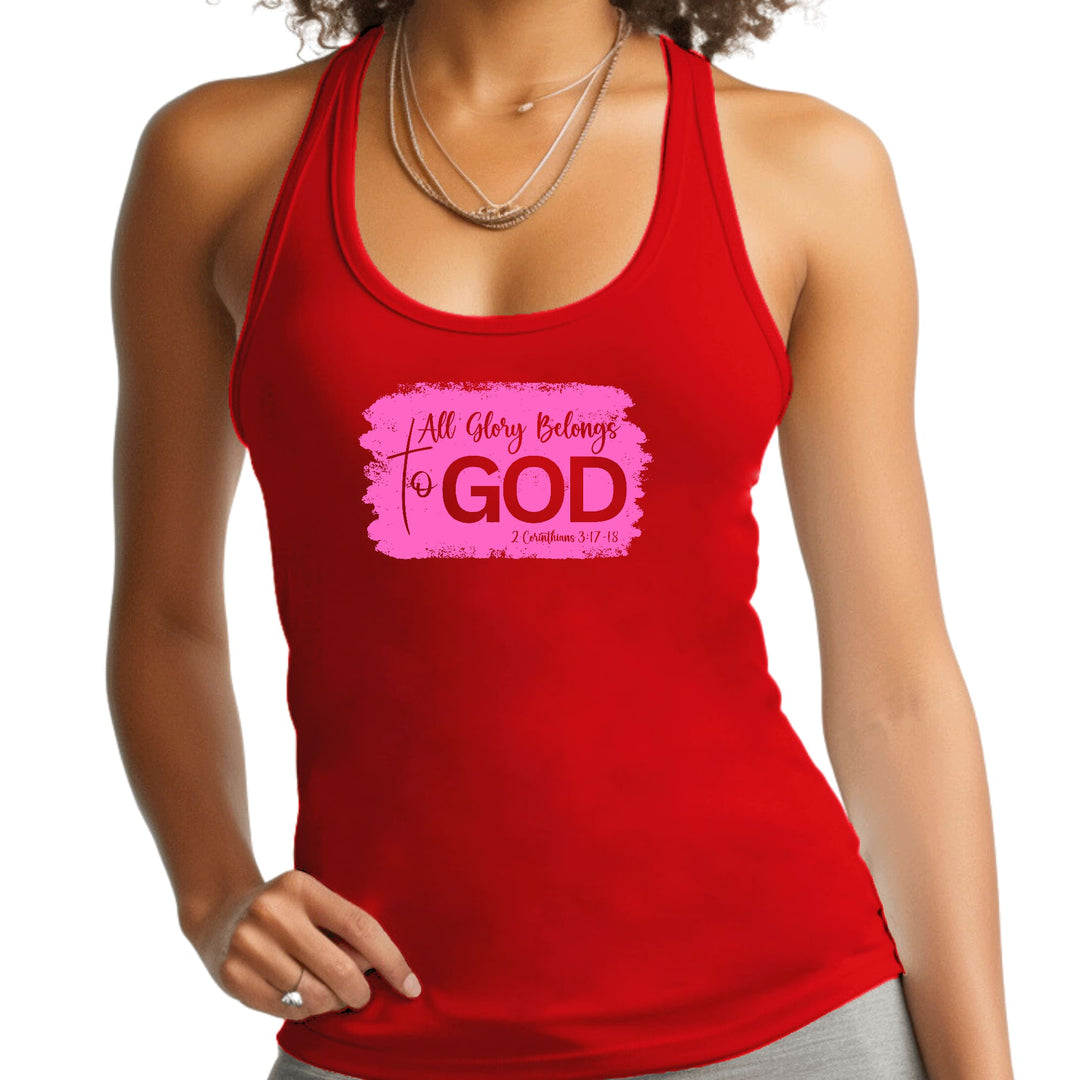 Womens Fitness Tank Top Graphic T-shirt All Glory Belongs To God - Womens