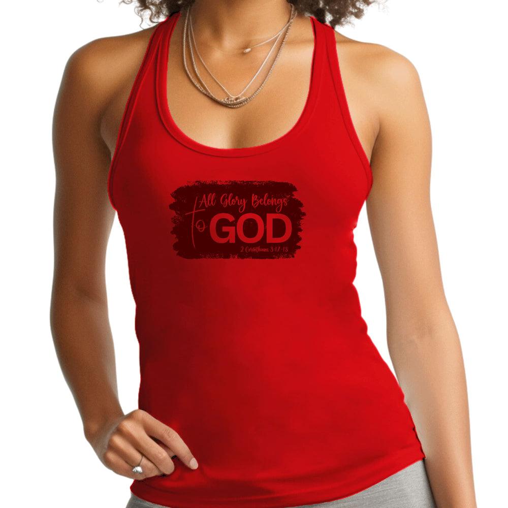 Womens Fitness Tank Top Graphic T-shirt All Glory Belongs to God - Womens