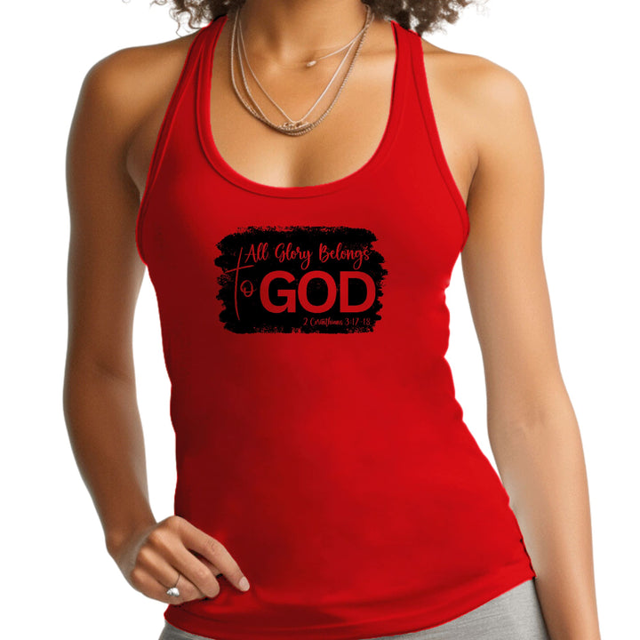 Womens Fitness Tank Top Graphic T-shirt All Glory Belongs to God - Womens