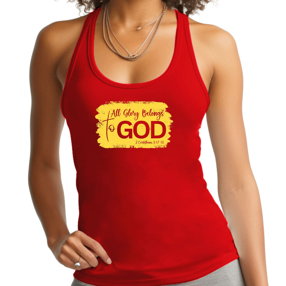 Womens Fitness Tank Top Graphic T-shirt All Glory Belongs to God - Womens