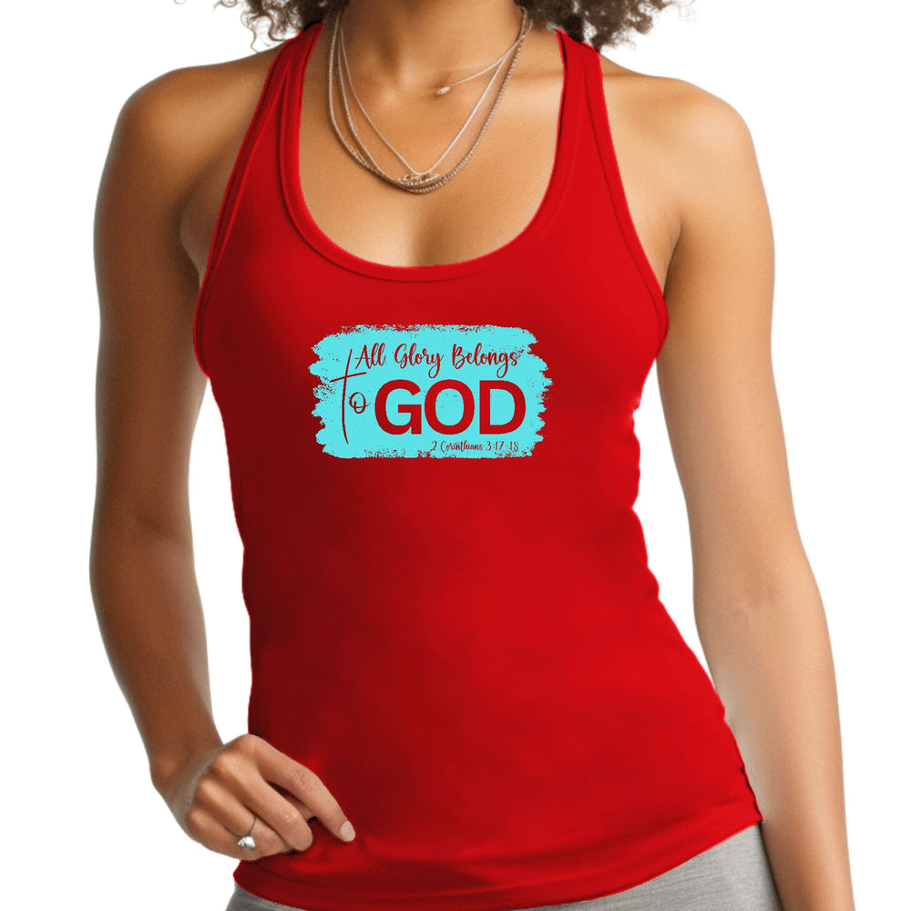 Womens Fitness Tank Top Graphic T-shirt All Glory Belongs to God - Womens