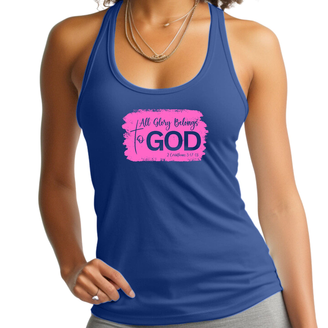 Womens Fitness Tank Top Graphic T-shirt All Glory Belongs to God - Womens