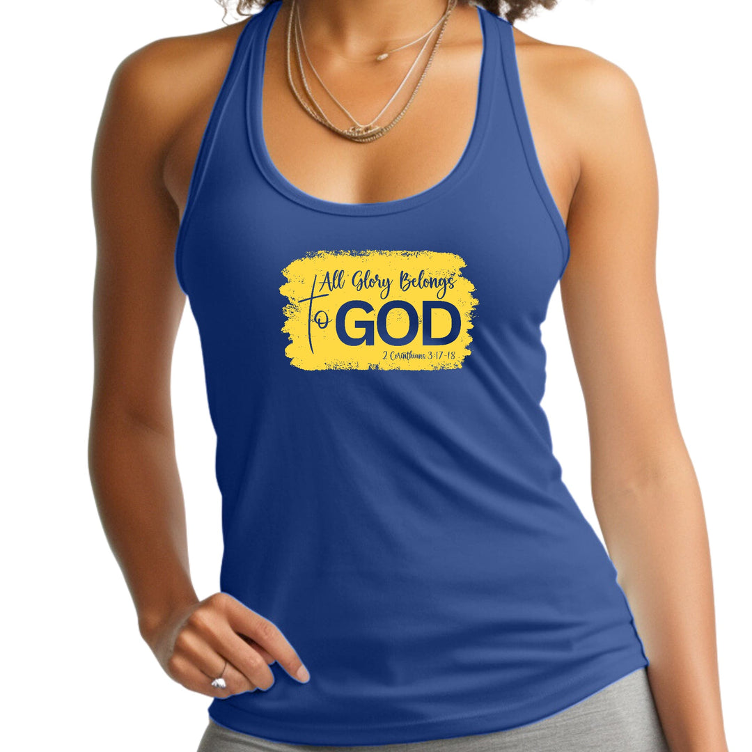 Womens Fitness Tank Top Graphic T-shirt All Glory Belongs to God - Womens