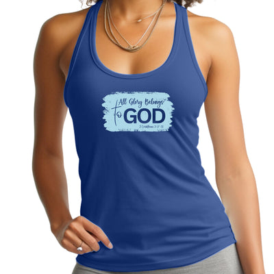 Womens Fitness Tank Top Graphic T-shirt All Glory Belongs To God, - Womens
