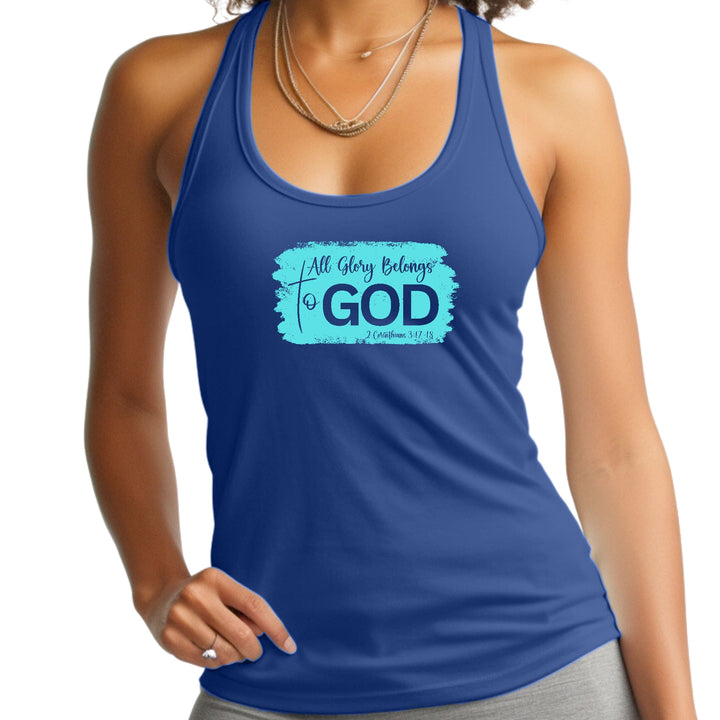 Womens Fitness Tank Top Graphic T-shirt All Glory Belongs to God - Womens