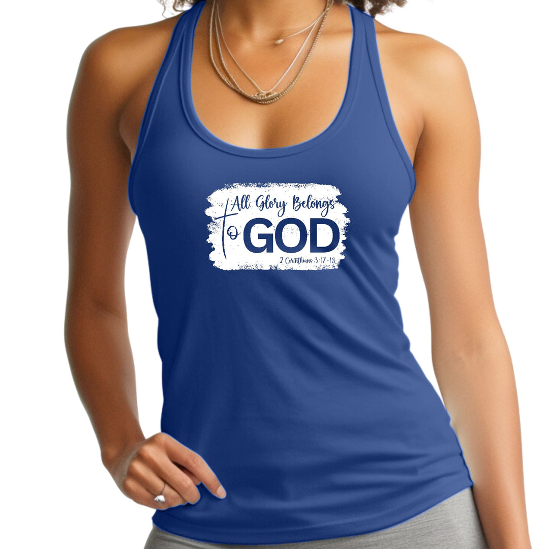 Womens Fitness Tank Top Graphic T-shirt All Glory Belongs to God - Womens