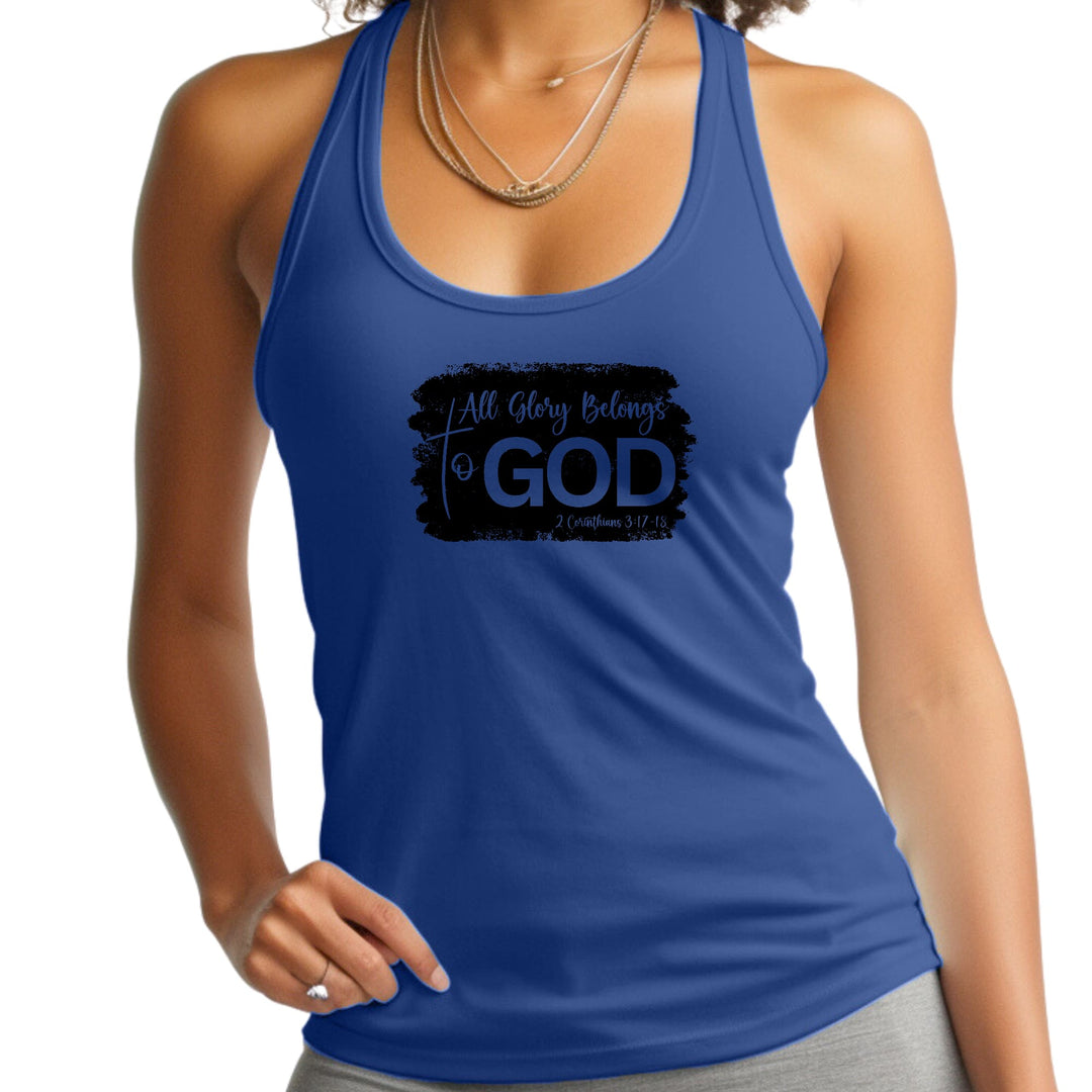 Womens Fitness Tank Top Graphic T-shirt All Glory Belongs to God - Womens