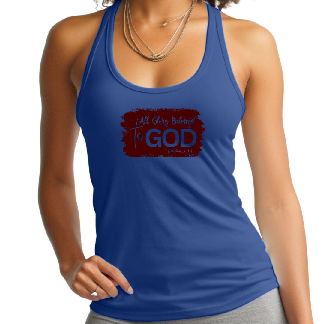 Womens Fitness Tank Top Graphic T-shirt All Glory Belongs to God - Womens