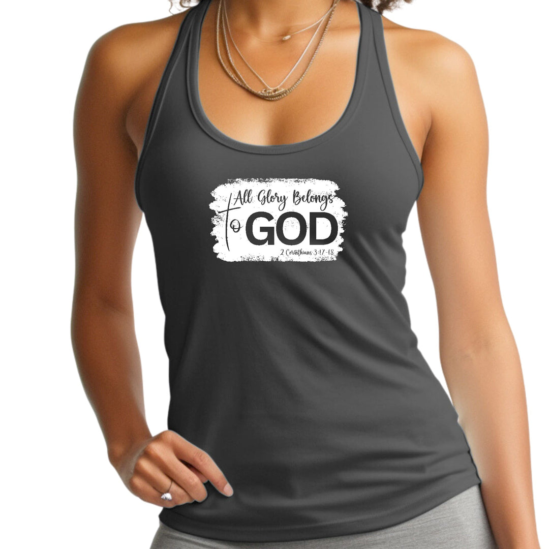 Womens Fitness Tank Top Graphic T-shirt All Glory Belongs to God - Womens