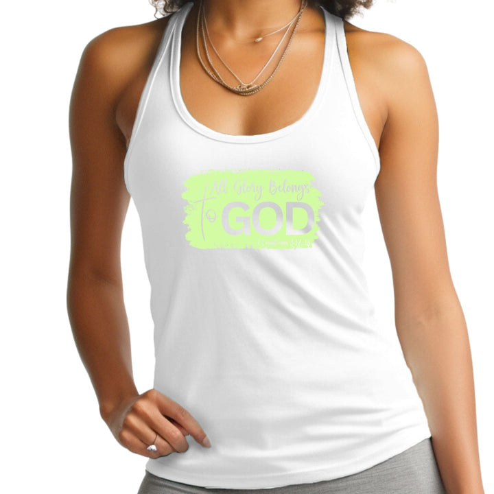 Womens Fitness Tank Top Graphic T-shirt All Glory Belongs to God - Womens