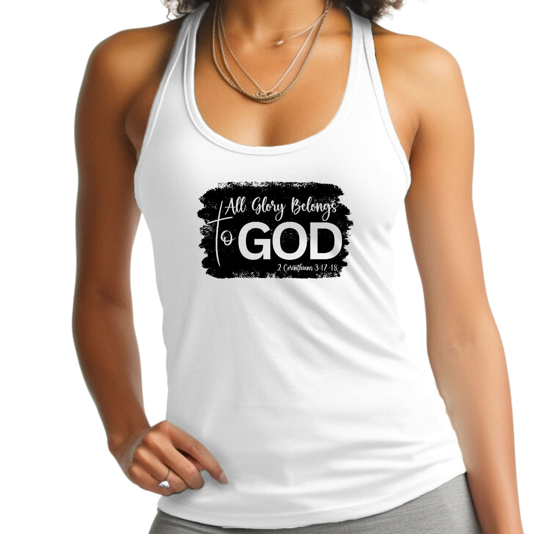 Womens Fitness Tank Top Graphic T-shirt All Glory Belongs to God - Womens