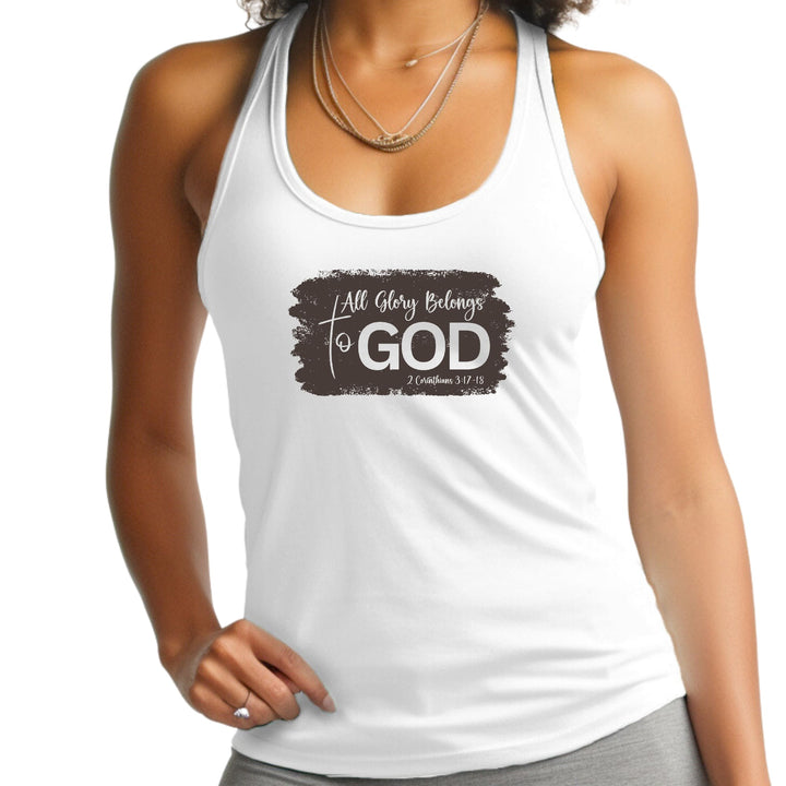 Womens Fitness Tank Top Graphic T-shirt All Glory Belongs to God, - Womens