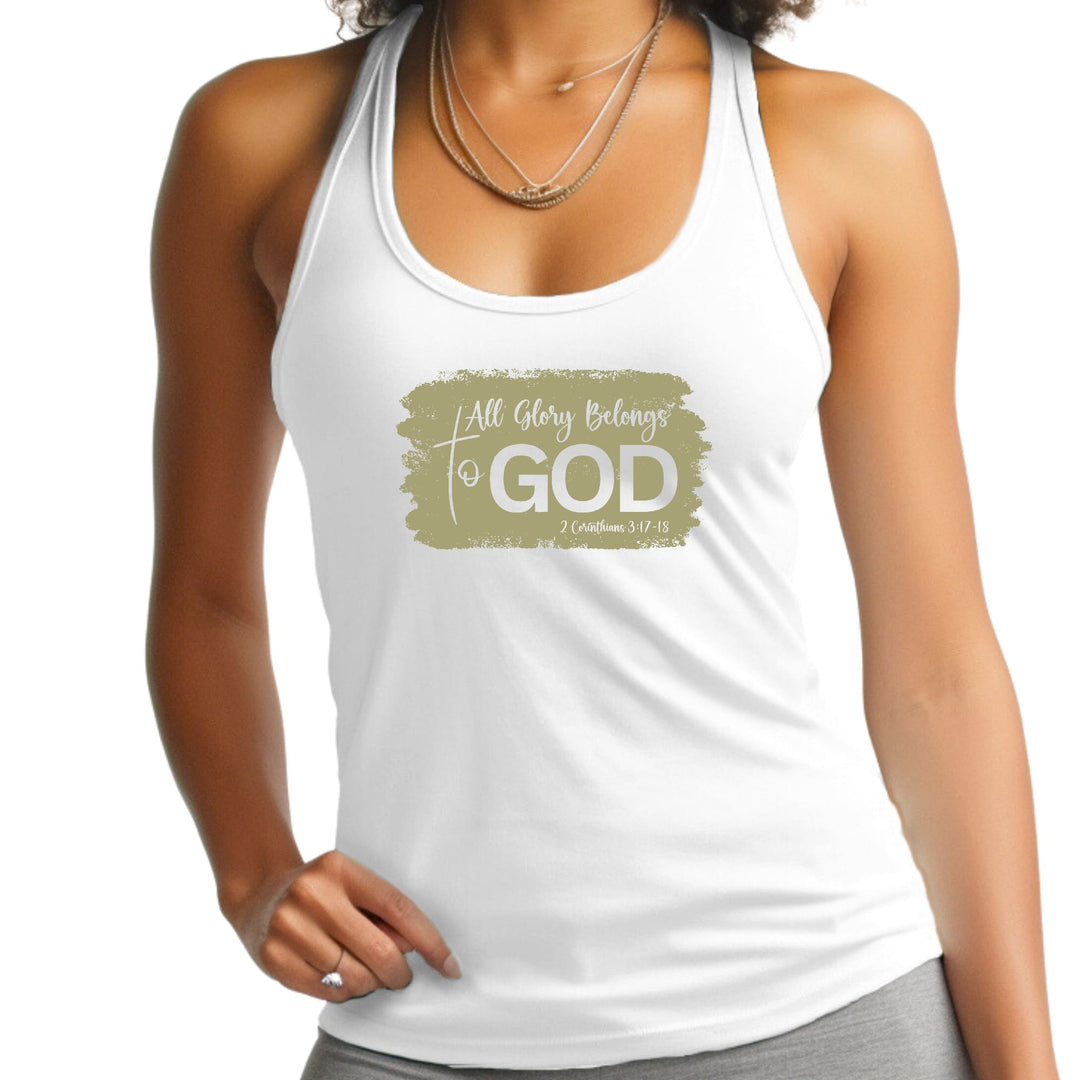 Womens Fitness Tank Top Graphic T-shirt All Glory Belongs to God, - Womens