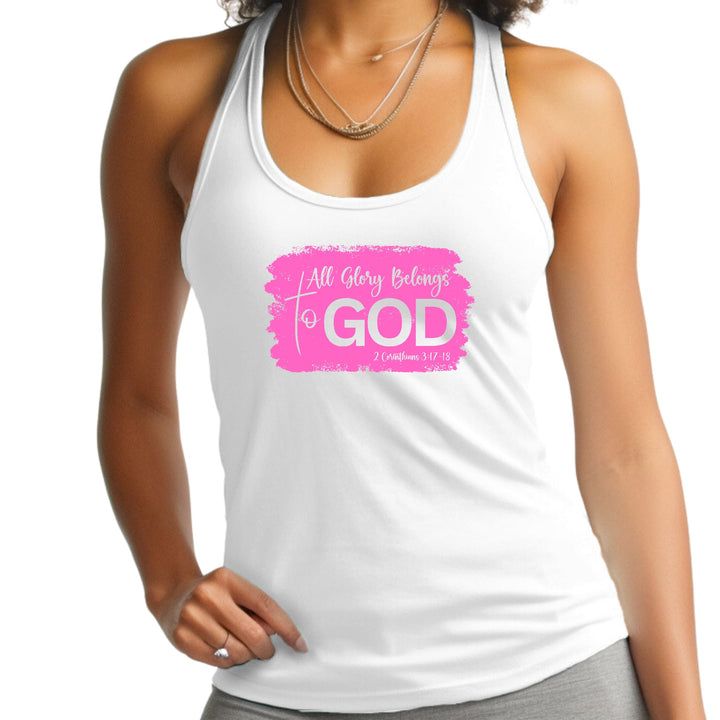 Womens Fitness Tank Top Graphic T-shirt All Glory Belongs To God - Womens