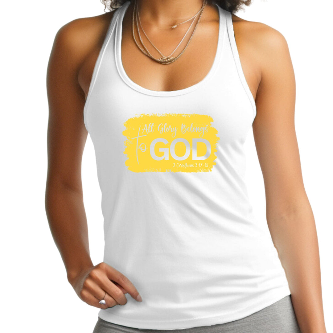 Womens Fitness Tank Top Graphic T-shirt All Glory Belongs to God - Womens