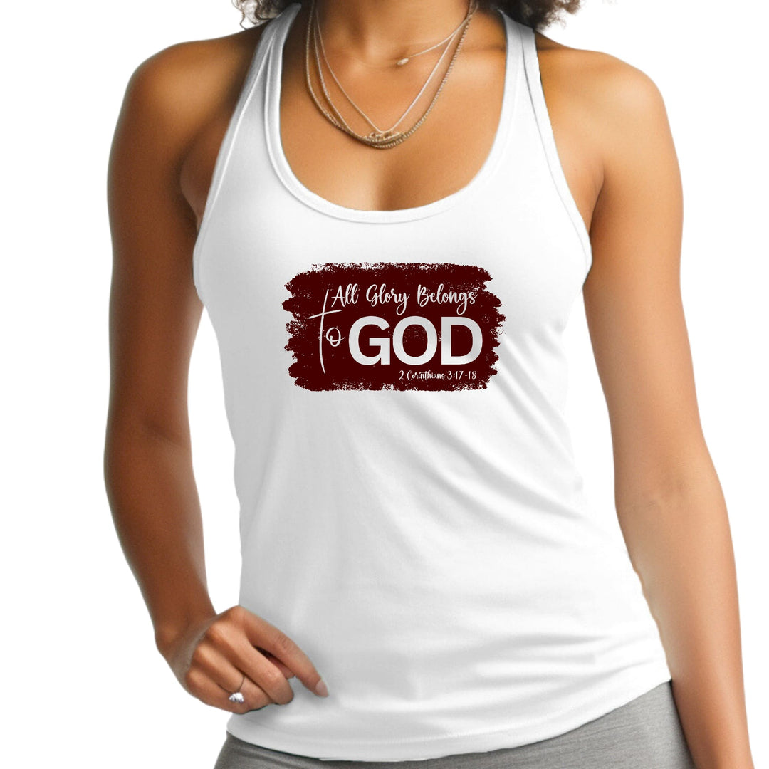 Womens Fitness Tank Top Graphic T-shirt All Glory Belongs to God - Womens