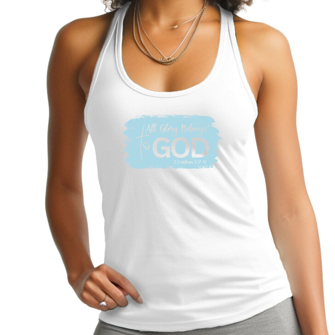 Womens Fitness Tank Top Graphic T-shirt All Glory Belongs to God, - Womens