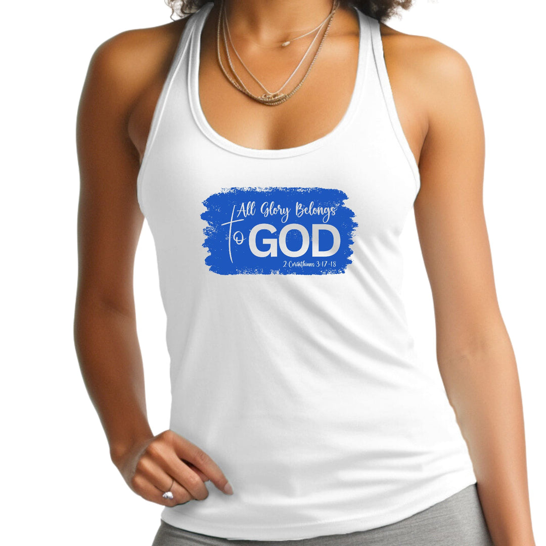 Womens Fitness Tank Top Graphic T-shirt All Glory Belongs to God - Womens