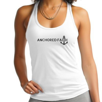 Womens Fitness Tank Top Graphic T-shirt Anchored Faith Black Print - Womens