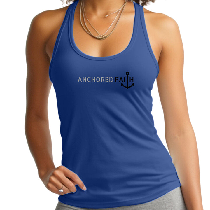 Womens Fitness Tank Top Graphic T-shirt Anchored Faith Grey - Womens | Tank Tops