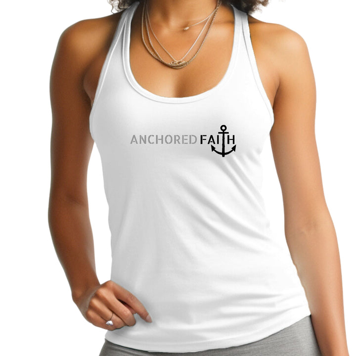 Womens Fitness Tank Top Graphic T-shirt Anchored Faith Grey - Womens | Tank Tops