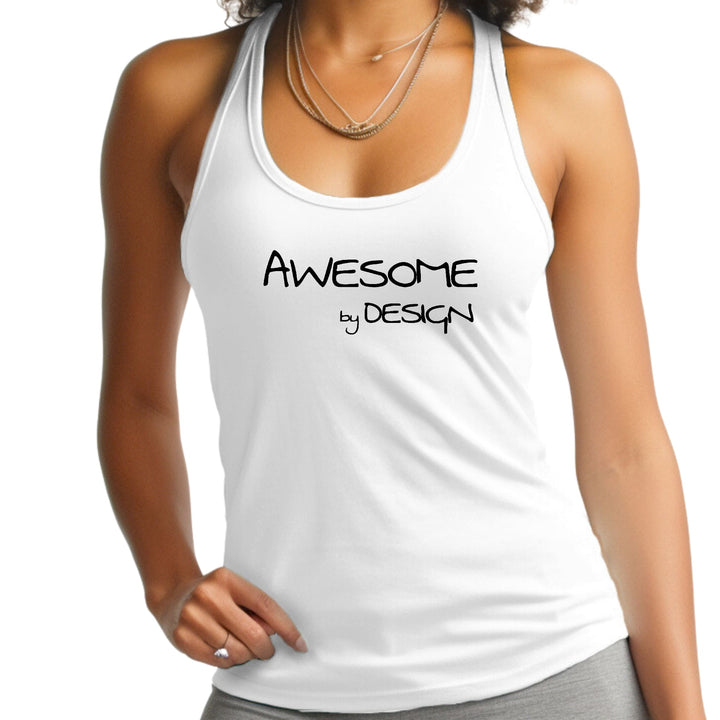 Womens Fitness Tank Top Graphic T-shirt Awesome By Design Black Print - Womens