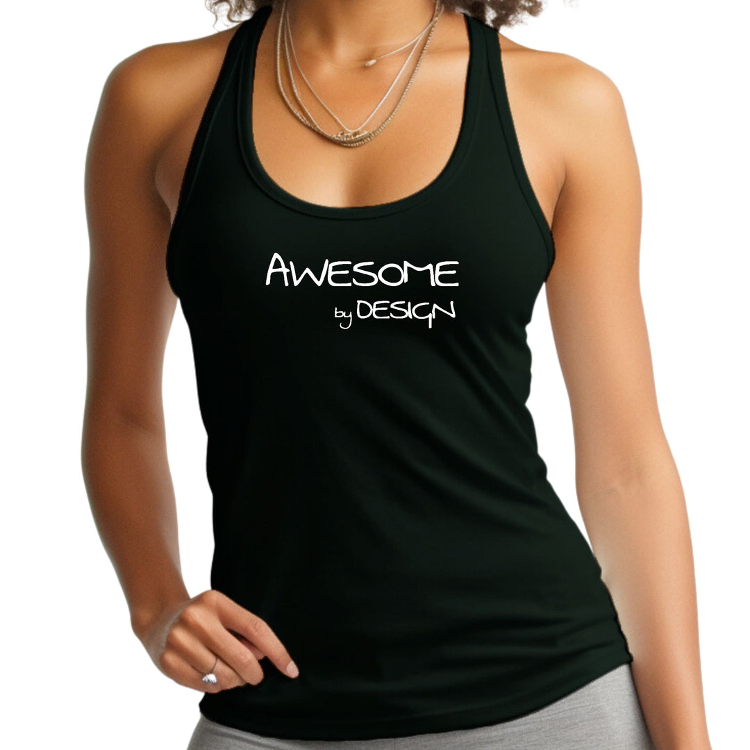 Womens Fitness Tank Top Graphic T-shirt Awesome By Design White Print - Womens