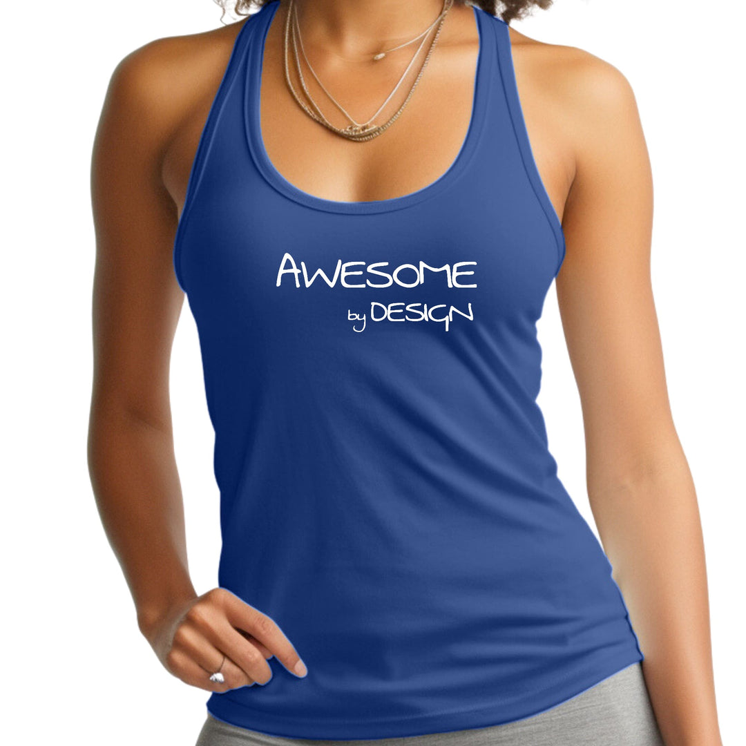 Womens Fitness Tank Top Graphic T-shirt Awesome By Design White Print - Womens