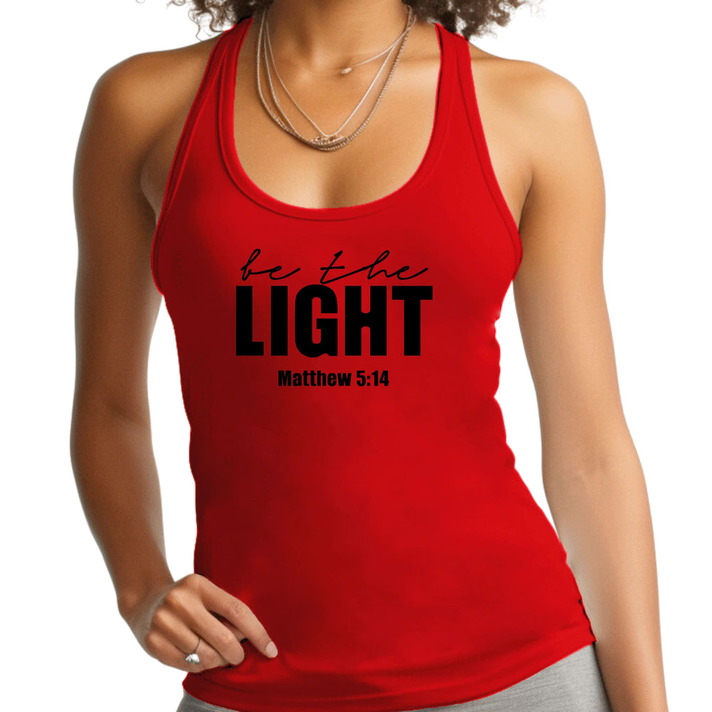 Womens Fitness Tank Top Graphic T-shirt be the Light Inspirational - Womens