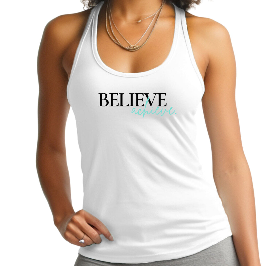 Womens Fitness Tank Top Graphic T-shirt Believe and Achieve - Womens | Tank Tops