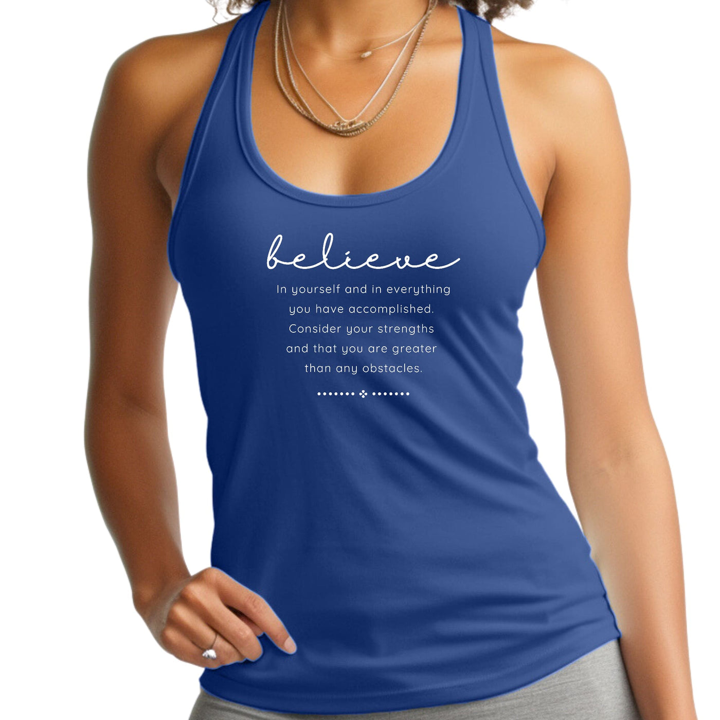 Womens Fitness Tank Top Graphic T-shirt Believe In Yourself - Womens | Tank Tops