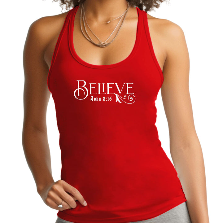 Womens Fitness Tank Top Graphic T-shirt Believe John 3:16 - Womens | Tank Tops