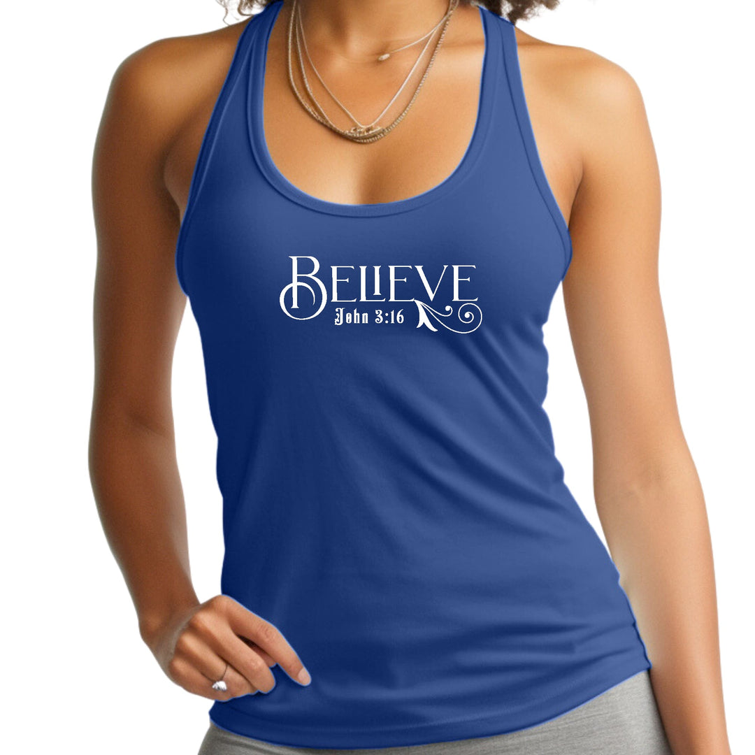 Womens Fitness Tank Top Graphic T-shirt Believe John 3:16 - Womens | Tank Tops