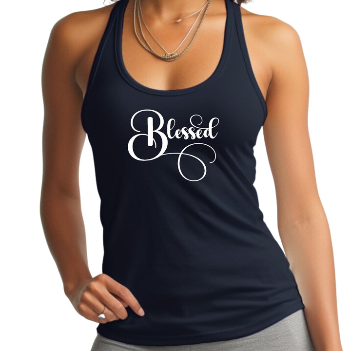 Womens Fitness Tank Top Graphic T-shirt Blessed Graphic Illustration - Womens