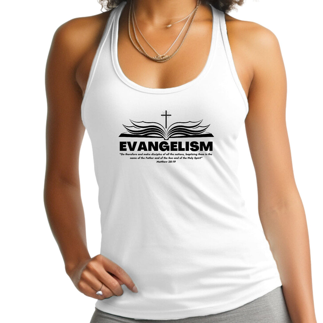 Womens Fitness Tank Top Graphic T-shirt Evangelism - Go Therefore - Womens