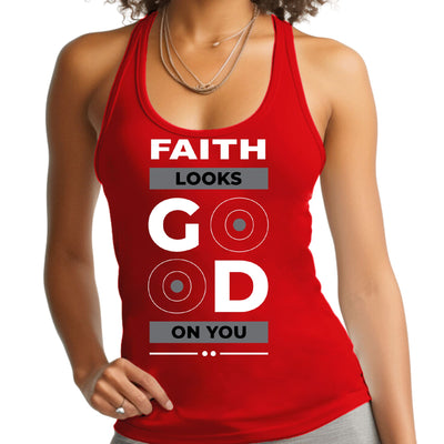 Womens Fitness Tank Top Graphic T-shirt Faith Looks Good - Womens | Tank Tops