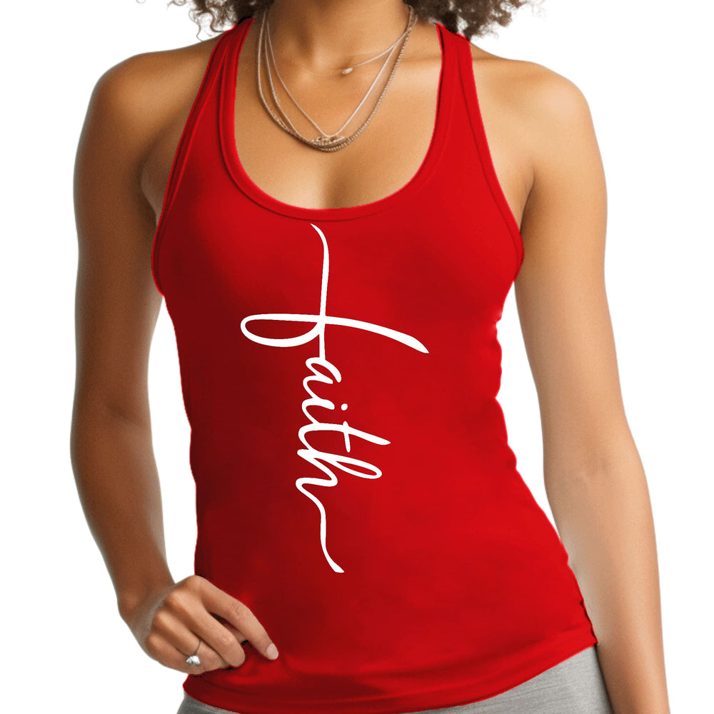 Womens Fitness Tank Top Graphic T-shirt Faith Script Cross - Womens | Tank Tops