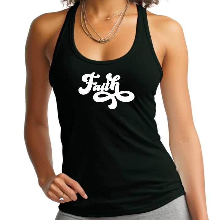 Womens Fitness Tank Top Graphic T-shirt Faith Script Illustration - Womens