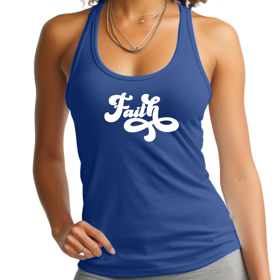 Womens Fitness Tank Top Graphic T-shirt Faith Script Illustration - Womens