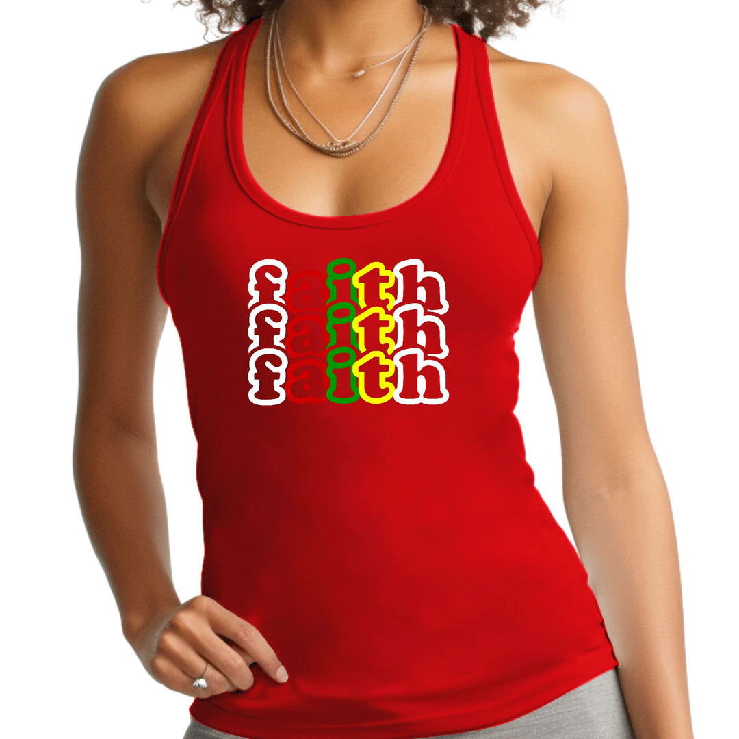 Womens Fitness Tank Top Graphic T-shirt Faith Stack Multicolor - Womens | Tank