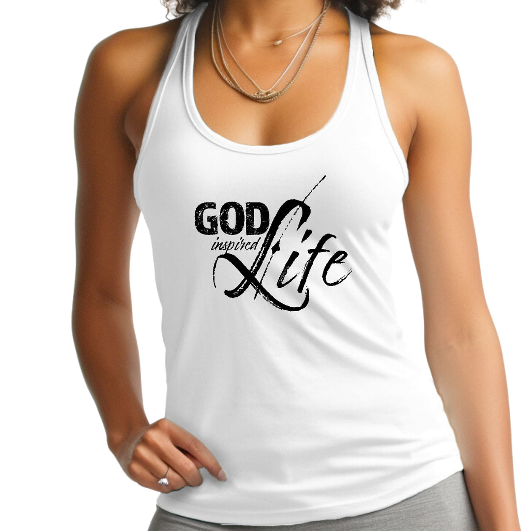 Womens Fitness Tank Top Graphic T-shirt God Inspired Life Black - Womens | Tank