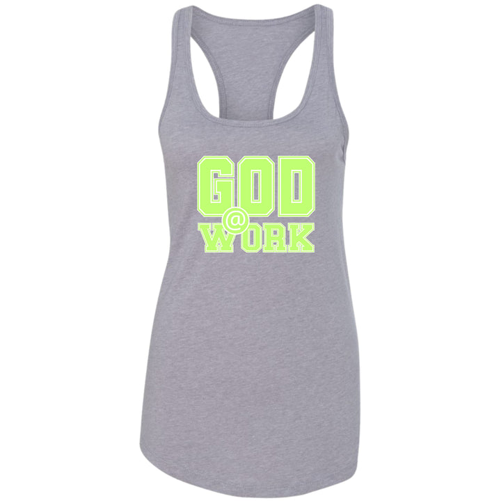 Womens Fitness Tank Top Graphic T-shirt God @ Work Neon Green - Womens | Tank