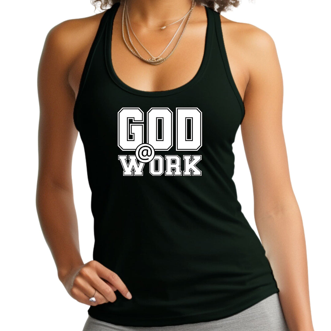 Womens Fitness Tank Top Graphic T-shirt God @ Work Print - Womens | Tank Tops