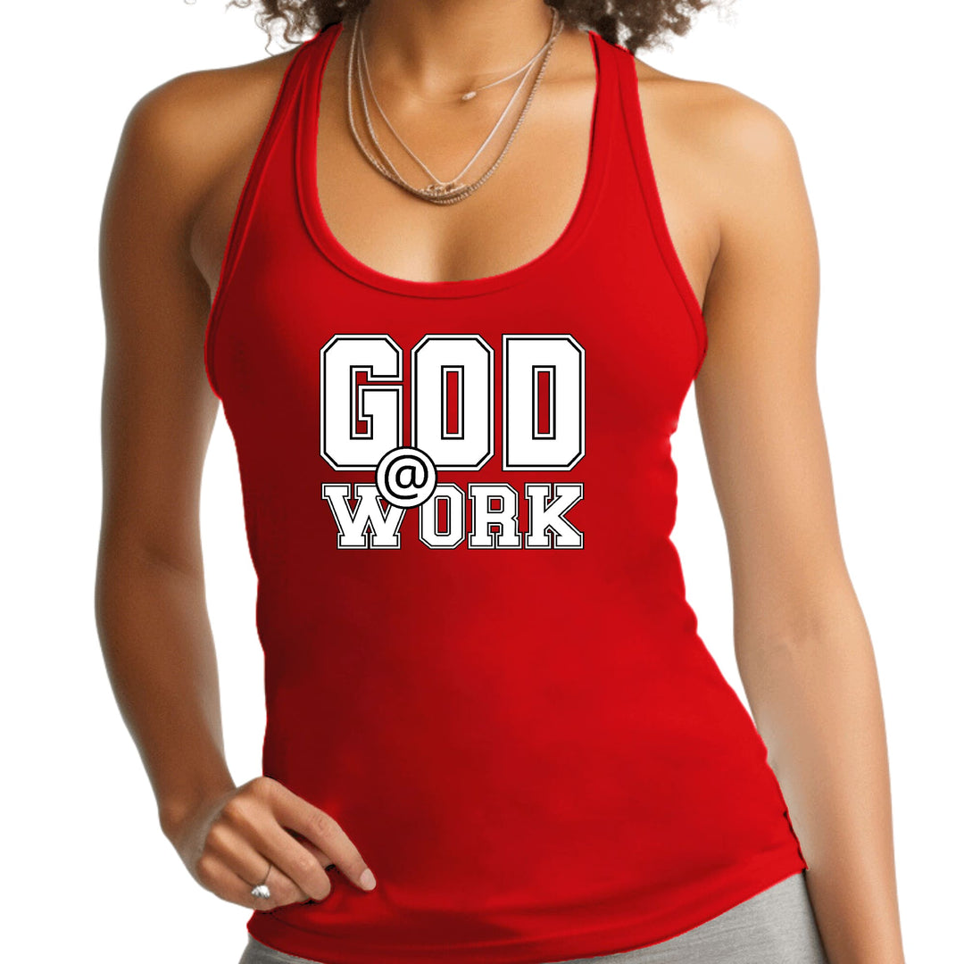 Womens Fitness Tank Top Graphic T-shirt God @ Work Print - Womens | Tank Tops