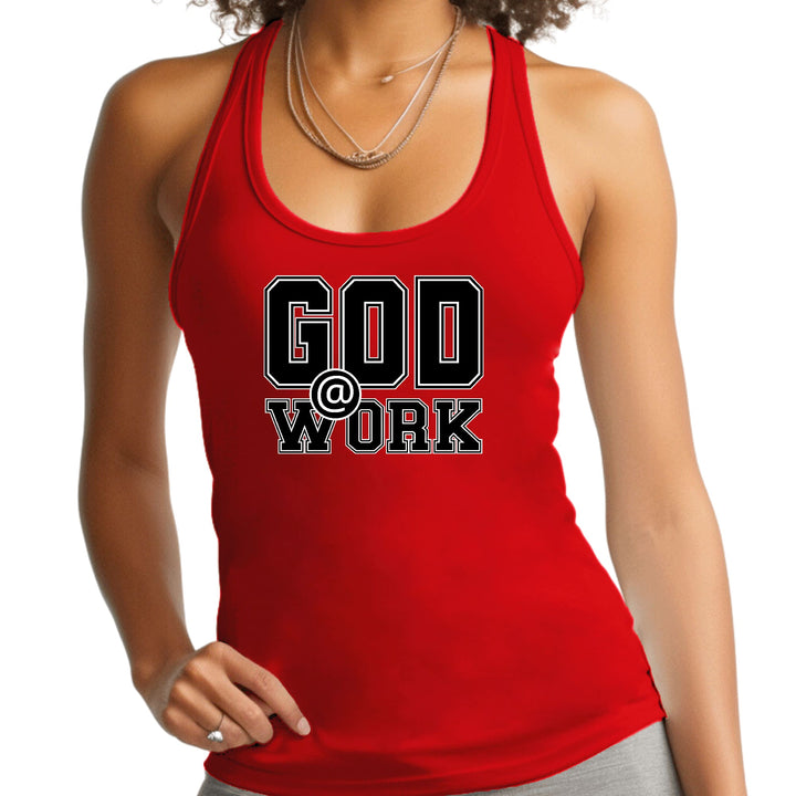 Womens Fitness Tank Top Graphic T-shirt God @ Work Print - Womens | Tank Tops